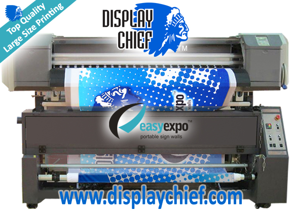 Wide format printing onto fabric pop up display sign wall blockout materials now avaiable
